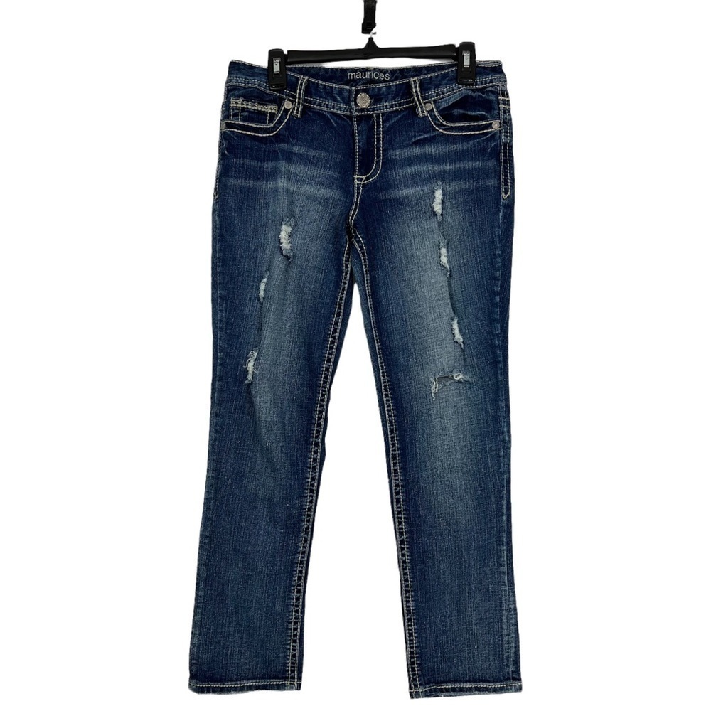 MAURICES Junior Women’s Blue Jeans Sz 5/6 Distressed Ripped/Torn Stretch Pockets